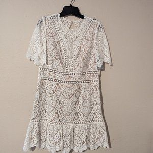 Cotton Blend Lace Sheath Minidress